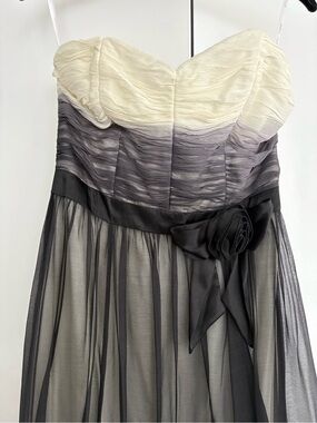 Vintage Betsey Johnson Strapless Dress in Cream and Black